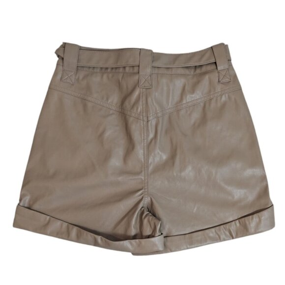 CI SONO Women's Light Brown Vegan Faux Leather Shorts - Picture 2 of 3